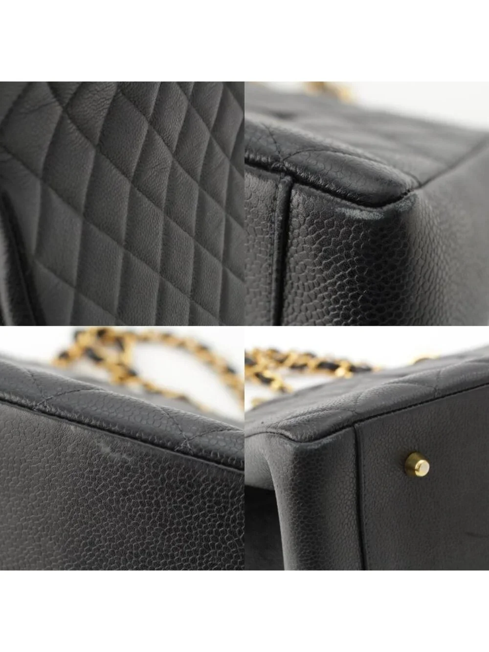 Chanel Caviar Leather Chain Tote Hand Black
